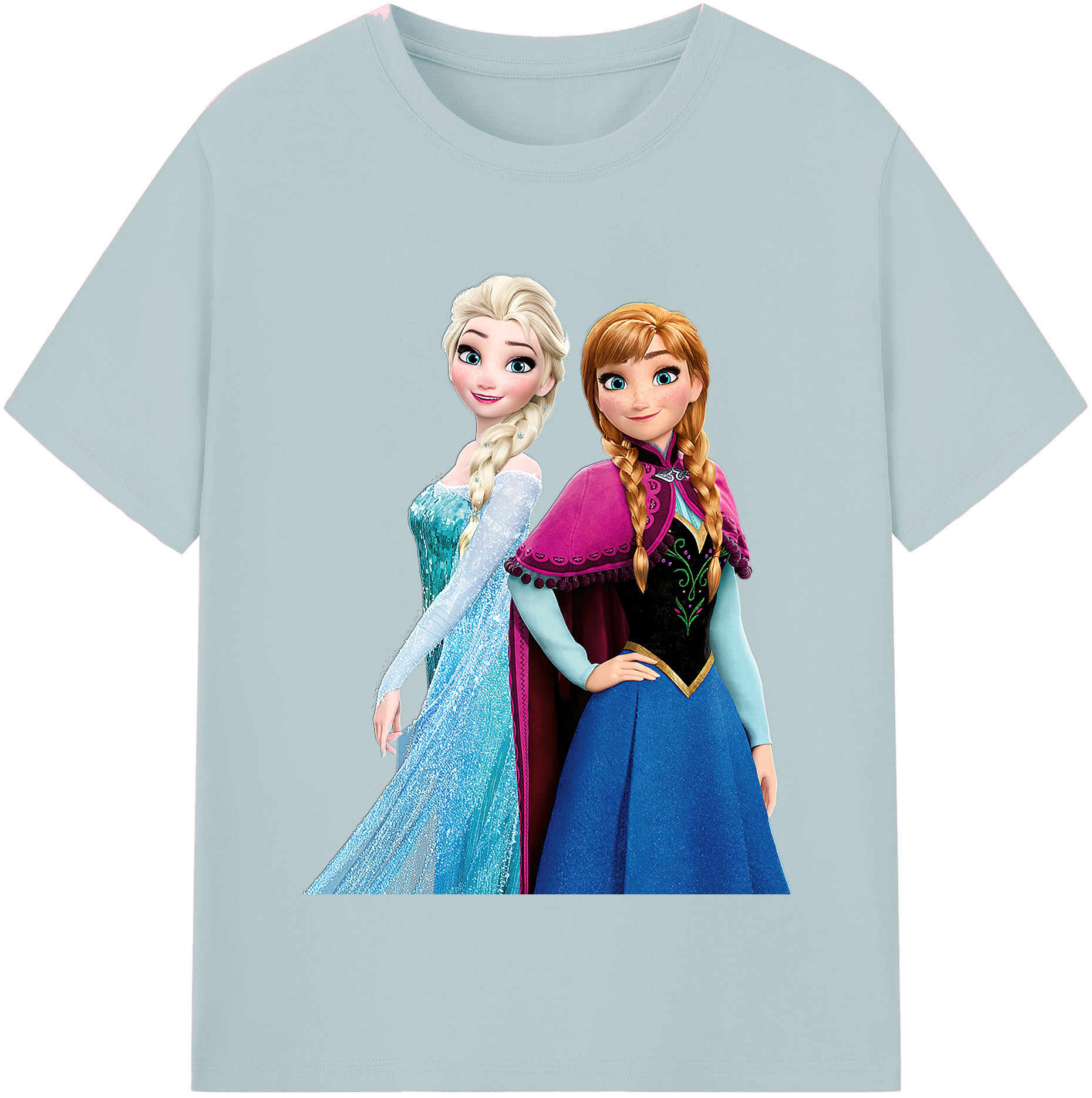 （画像用） アナと雪の女王 アンナ エルサ Frozen Anna Elsa 綿100％半袖Tシャツ（フロントプリント）